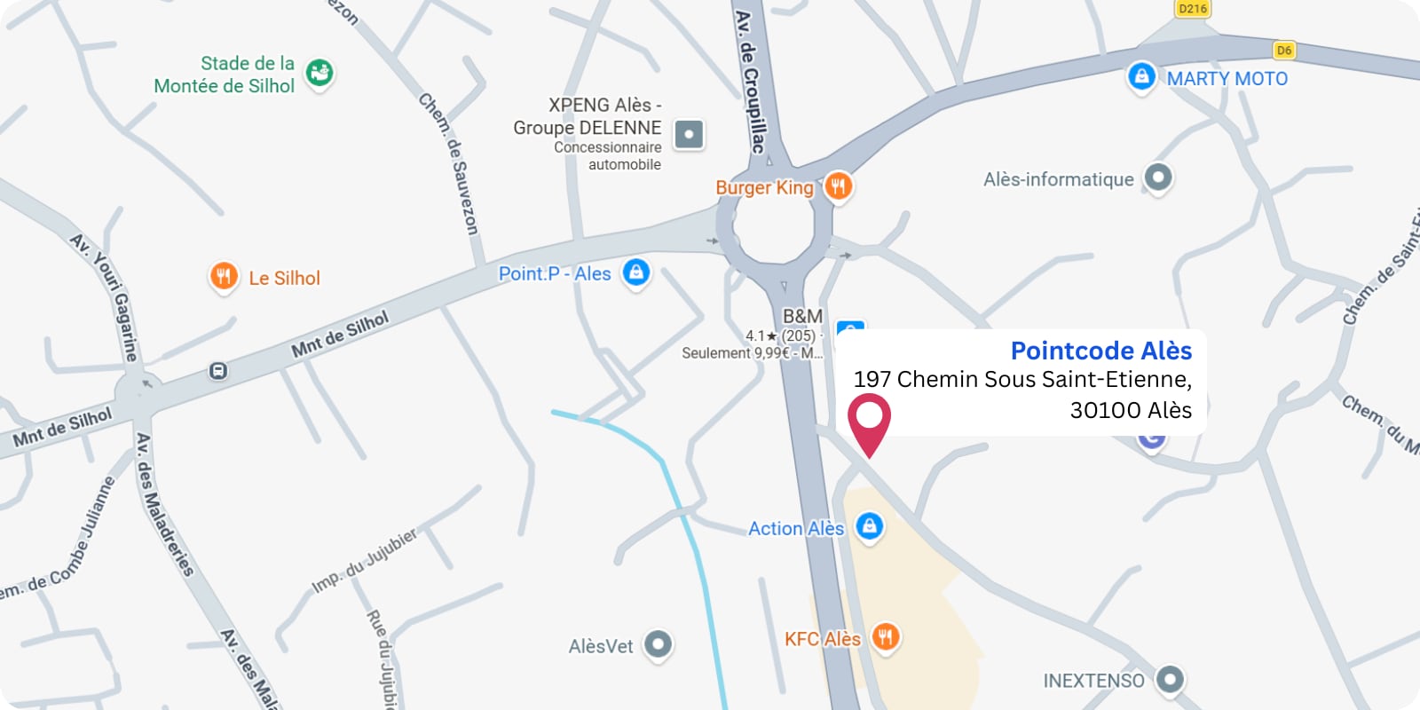 plan Pointcode Alès : 197 chemin sous St Etienne, 30100 Alès