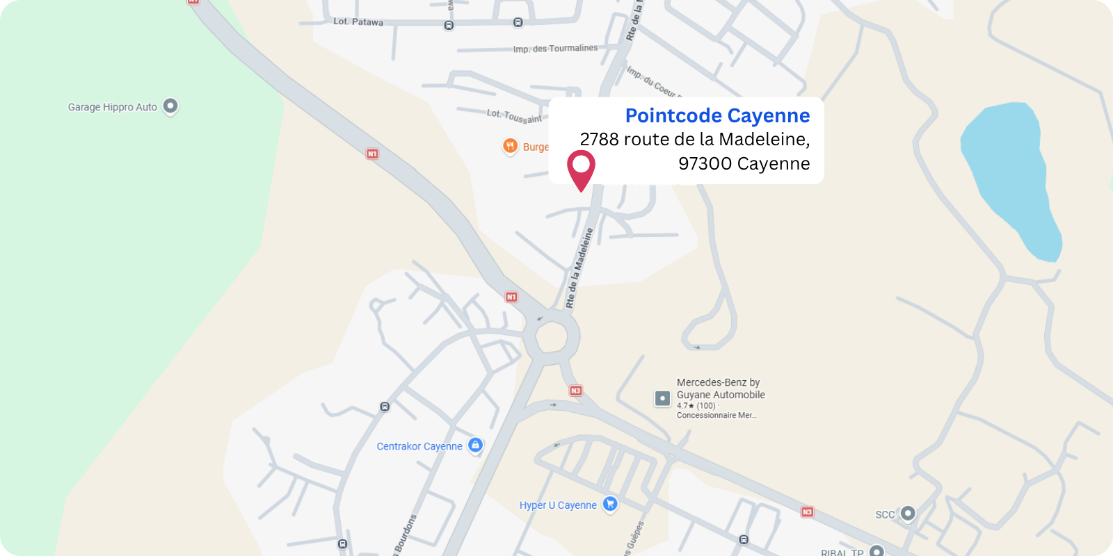 plan Pointcode Autosur Cayenne : 2788 Route de la Madeleine, 97300 Cayenne