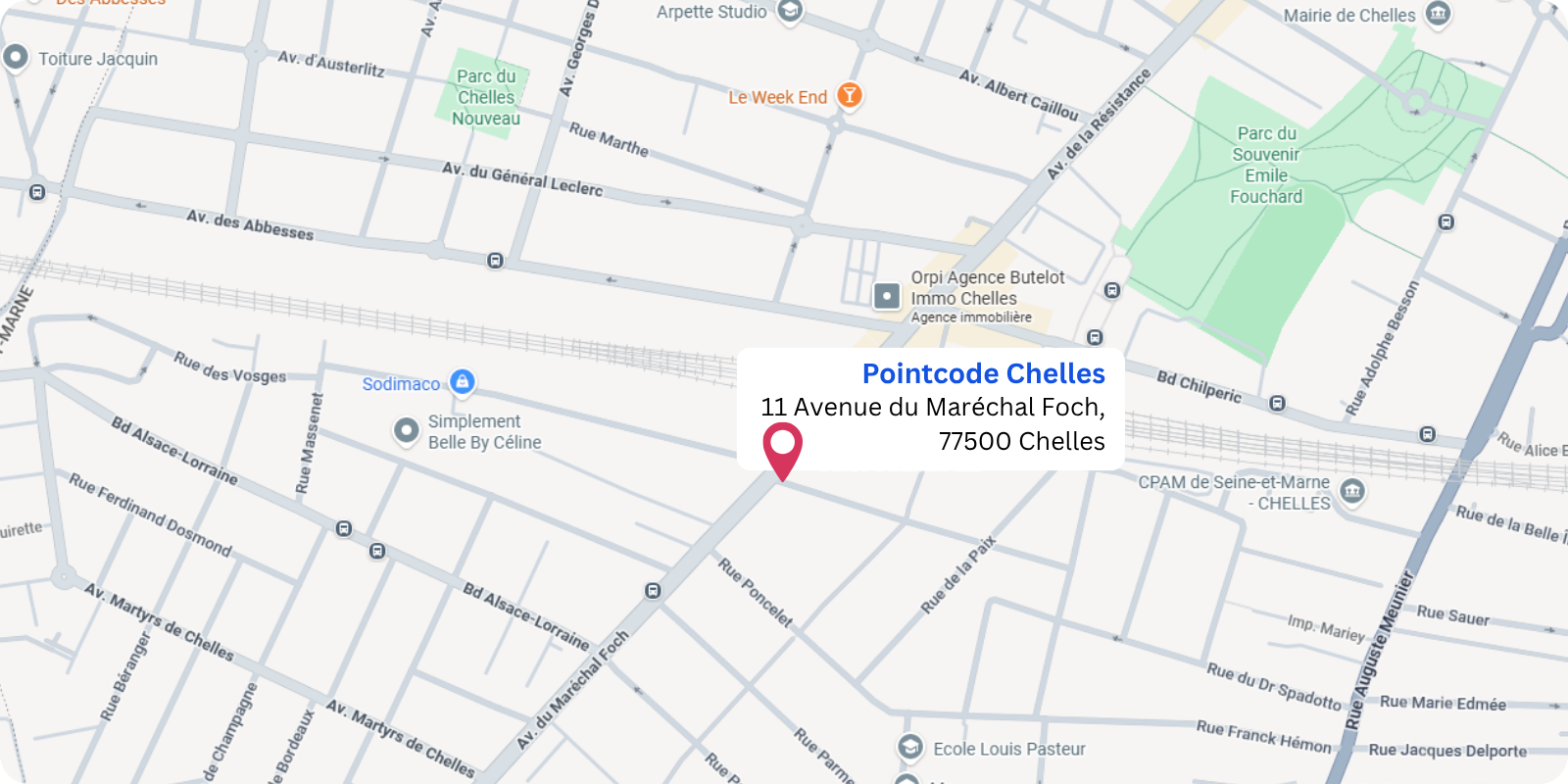 plan Pointcode Chelles : 11 Avenue du Maréchal Foch, 77500 Chelles