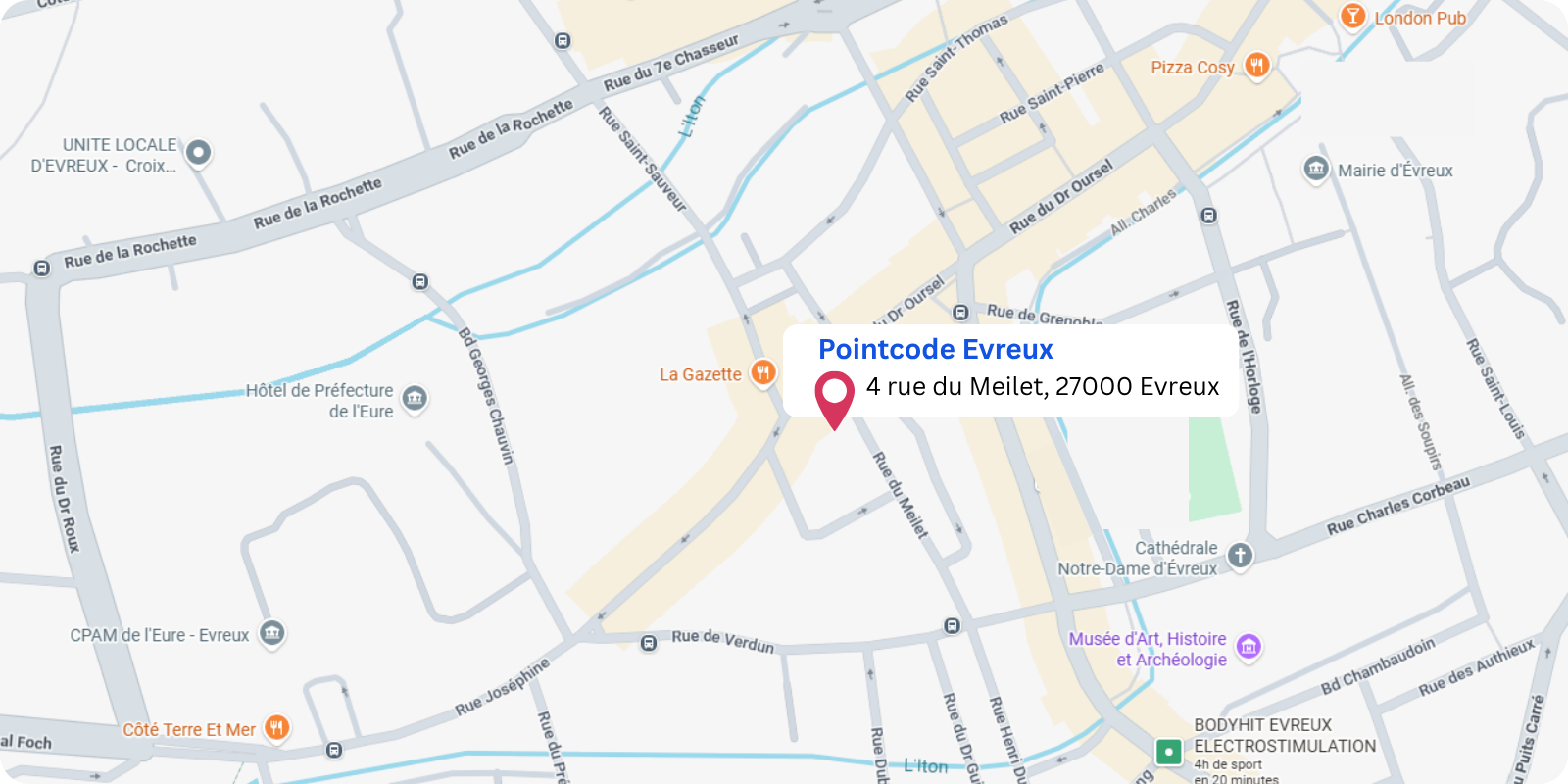 plan Pointcode Evreux : 4 rue due Meilet, 27000 Evreux