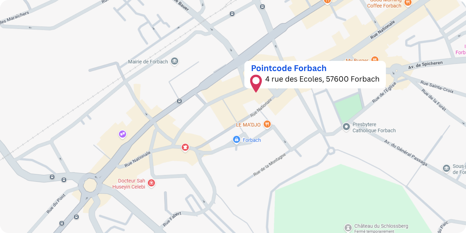 plan Pointcode Forbach : 4 rue des Ecoles, 57600 Forbach