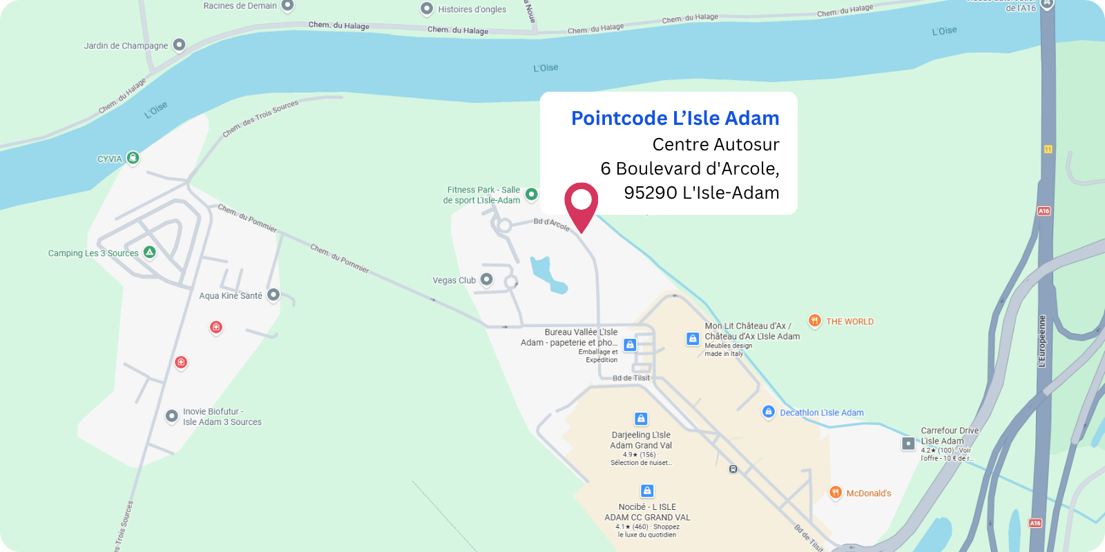 plan Pointcode l'Isle Adam : 6 boulevard d'Arcole, 95290 L'Isle-Adam