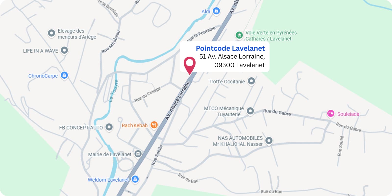 plan Pointcode Lavelanet : 51 avenue Alsace Lorraine, 09300 Lavelanet