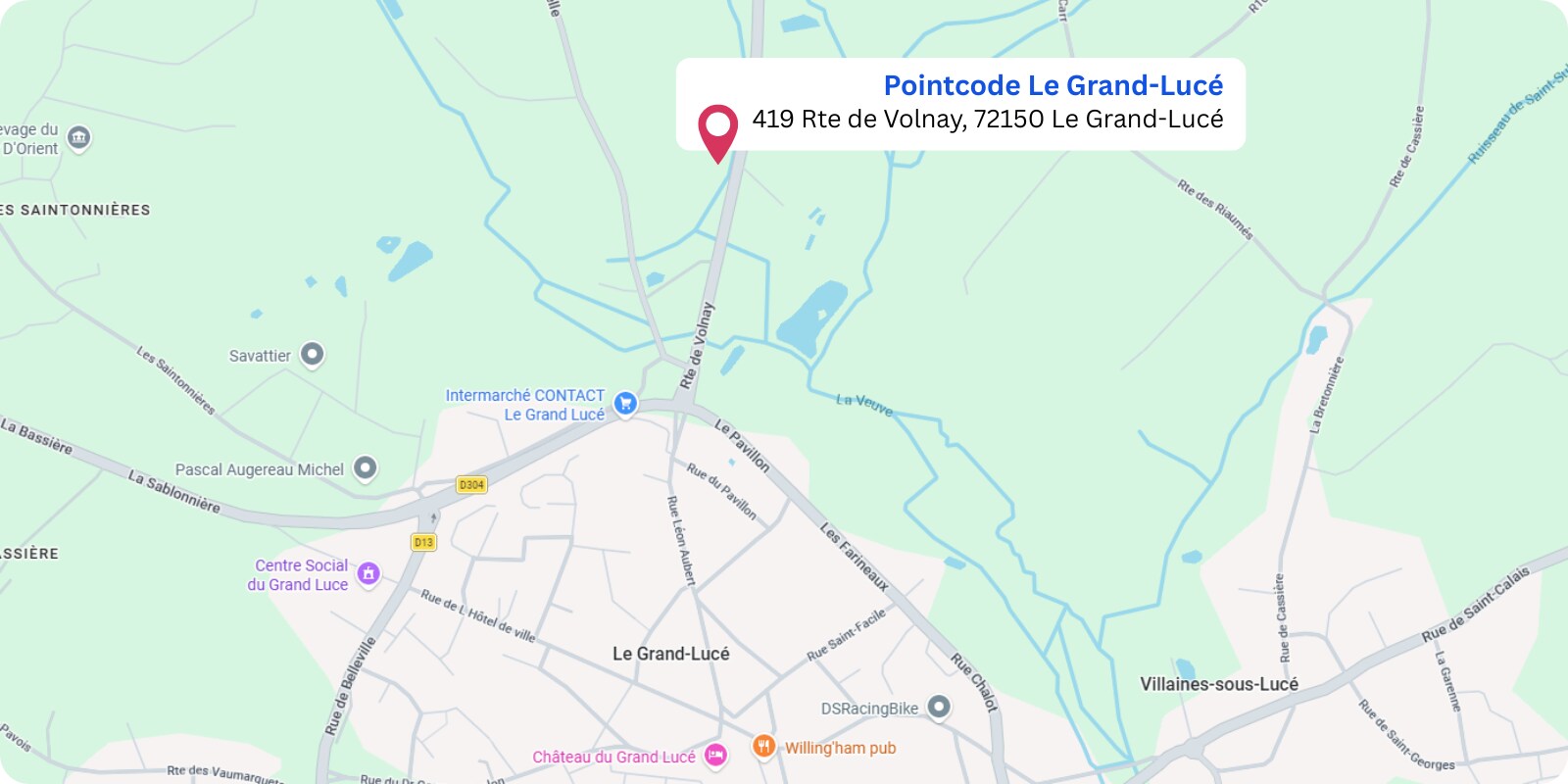 plan Pointcode Le Grand-Lucé  : 419 Route de Volnay, 72150 Le Grand-Lucé  