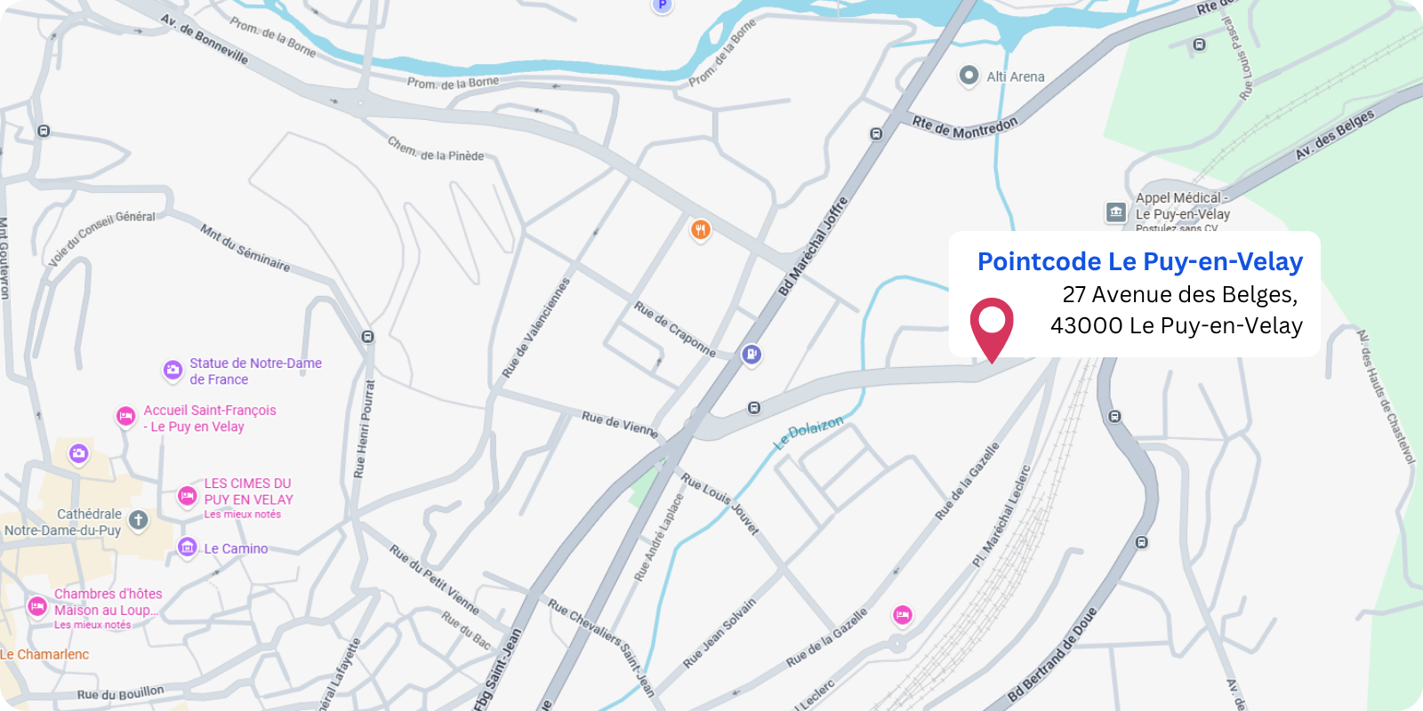 plan Pointcode Le Puy en Velay : 27 avenue des Belges, 43000 Le Puy-en-Velay