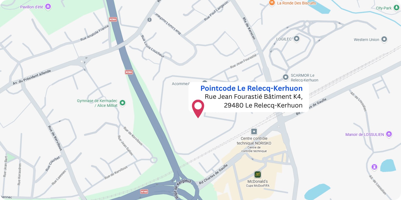 plan Pointcode Brest : Rue Jean Fourastié, 29480 Le Relecq-Kerhuon