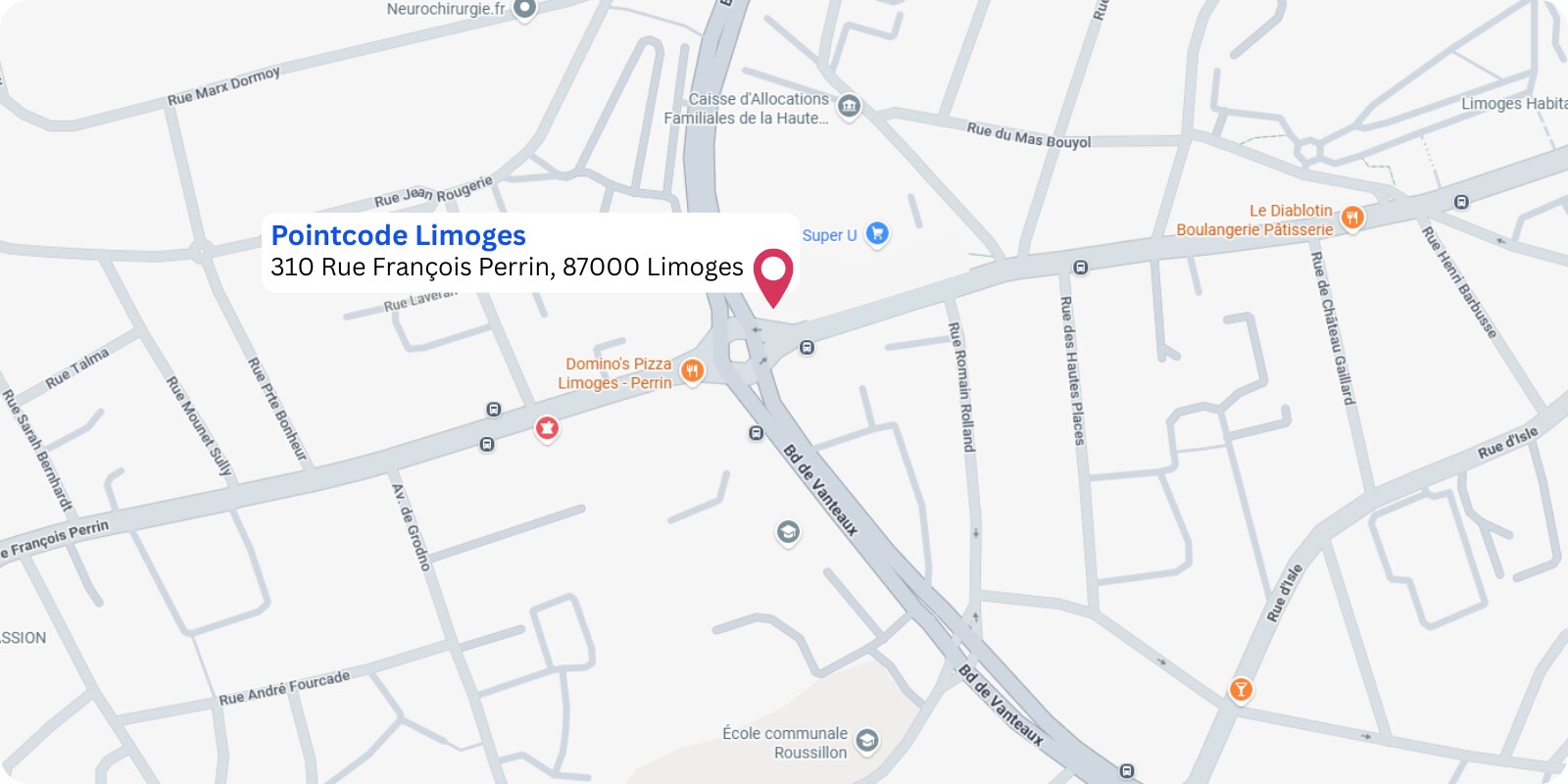 plan Pointcode Limoges : 310 rue François Perrin, 87000 Limoges