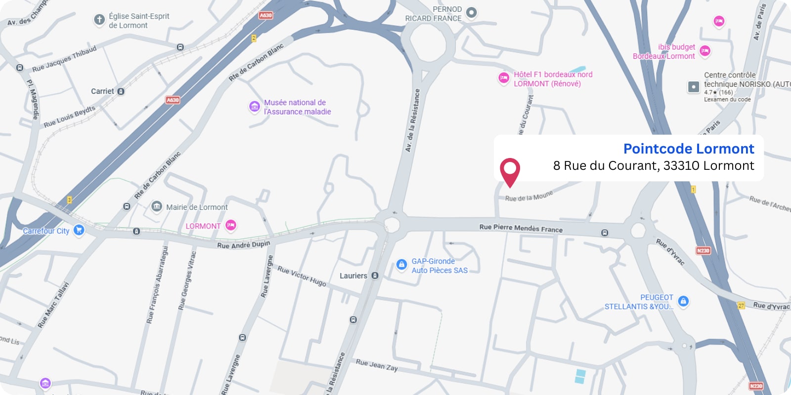 plan Pointcode Lormont : 8 rue du Courant, 33310 Lormont