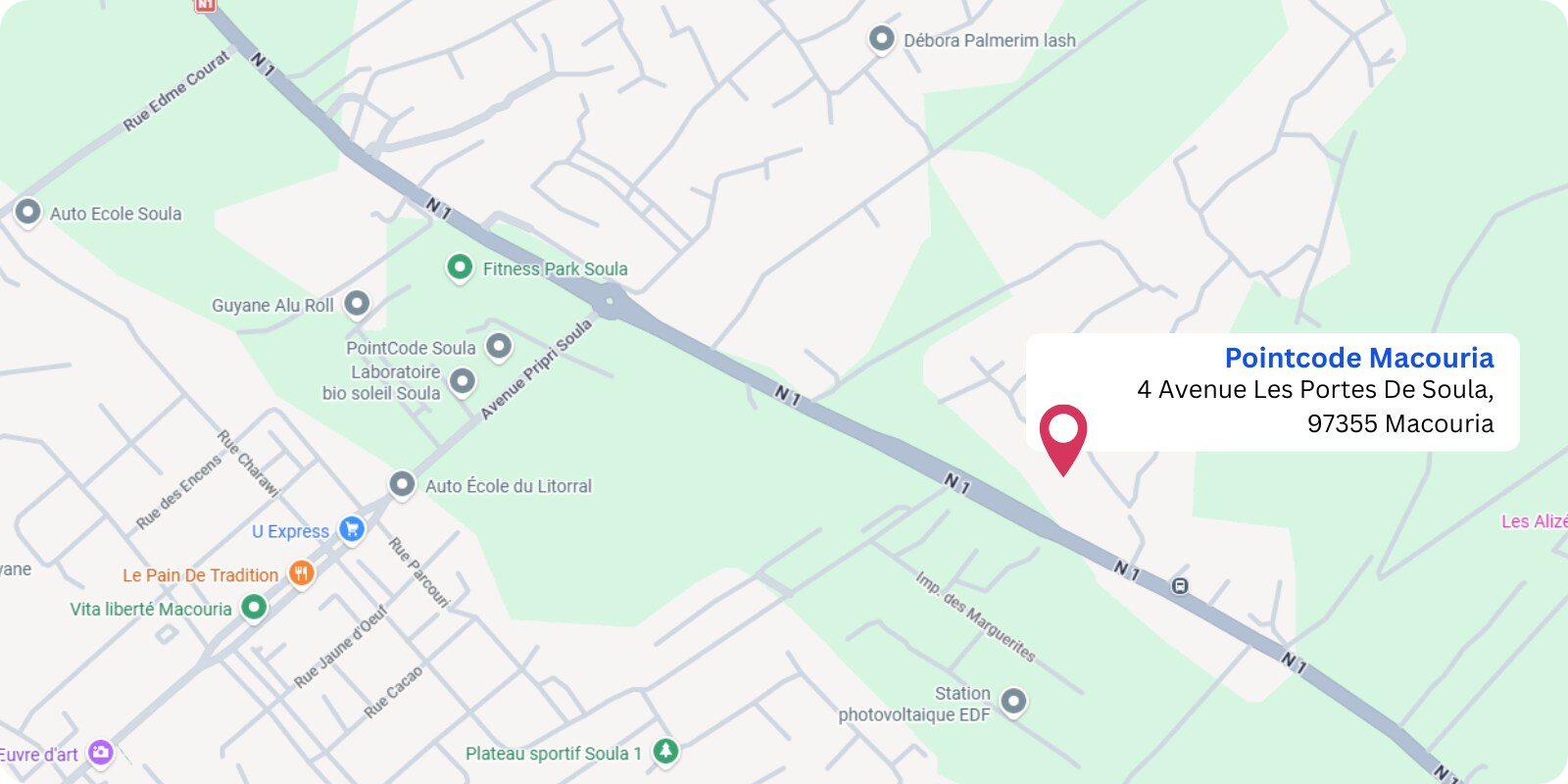 plan Pointcode Macouria : 4 Avenue Les Portes De Soula, 97355 Macouria