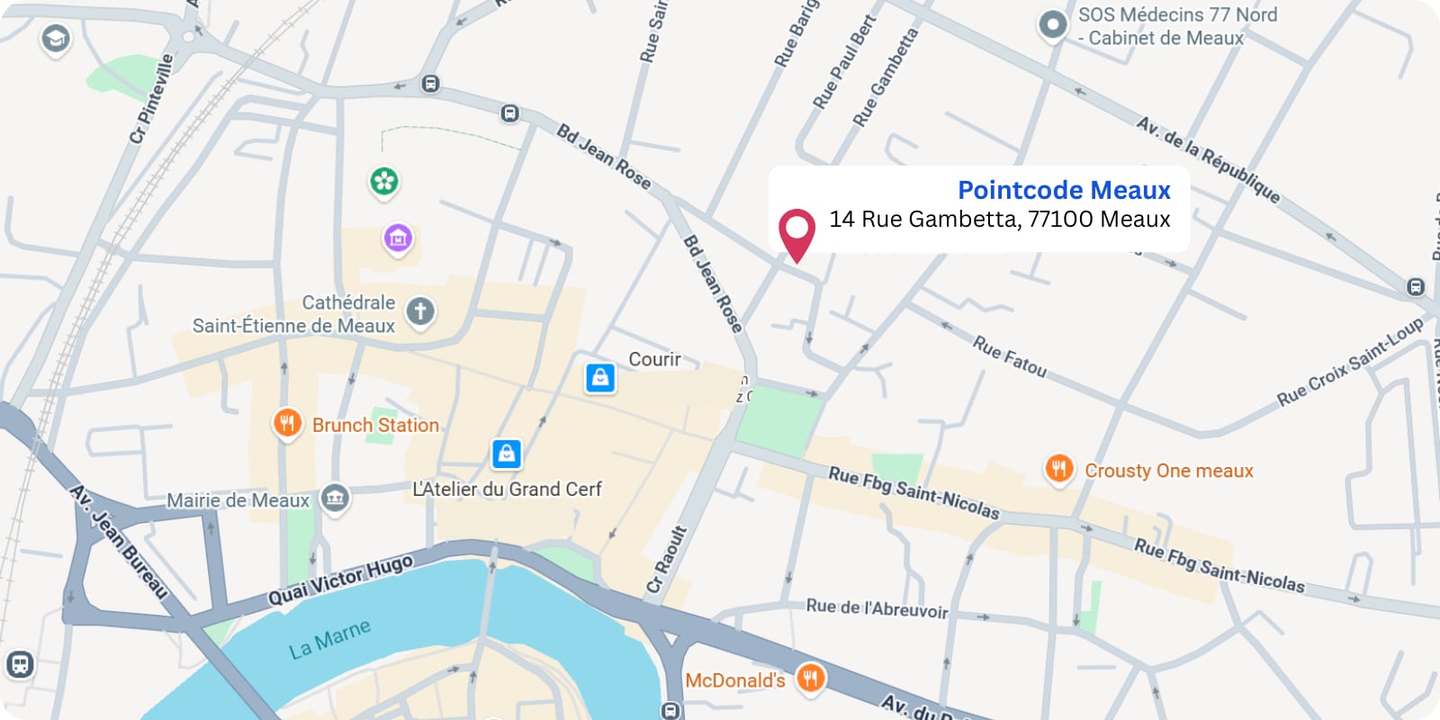 plan Pointcode Meaux : 14 rue Gambetta, 77100 Meaux