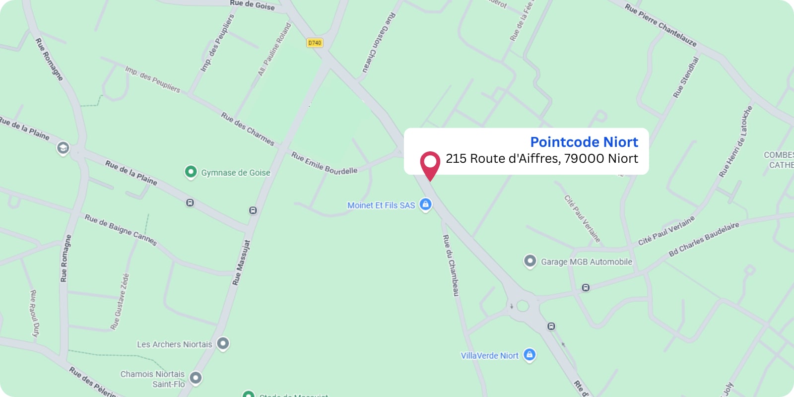 plan Pointcode Niort : 215 route d’Aiffres, 79000 Niort  