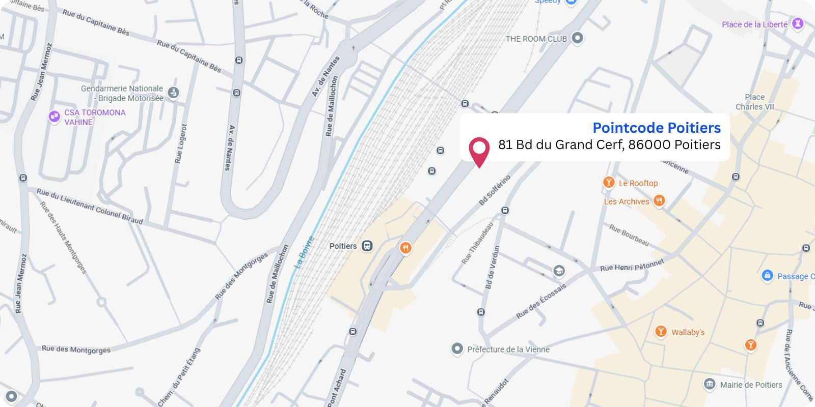 plan Pointcode Poitiers : 81 Boulevard du Grand Cerf, 86000 Poitiers