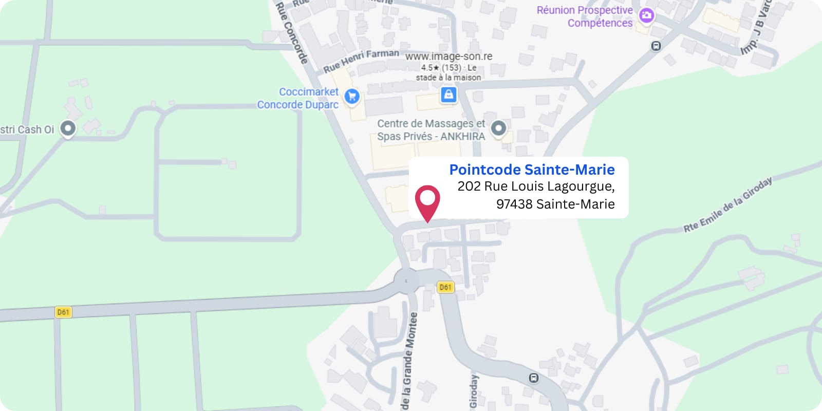 plan Pointcode Sainte-Marie : 202 rue Louis Lagourgue, 97438 Sainte-Marie, La Réunion