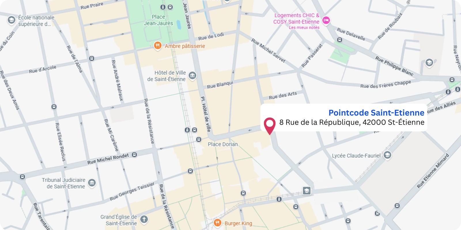plan Pointcode Saint-Etienne : 8 rue de la République, 42000 Saint-Etienne