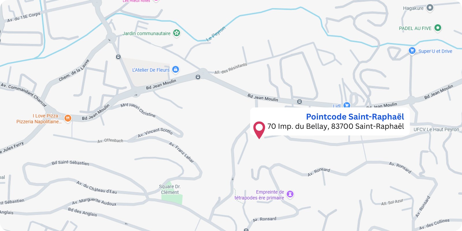 plan Pointcode Saint-Raphael : 70 Impasse du Bellay Espaciel, 83700 Saint-Raphael