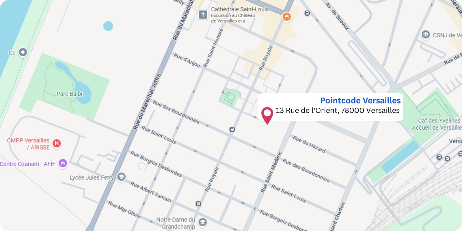 plan Pointcode Versailles : 13 Rue de l'Orient, 78000 Versailles