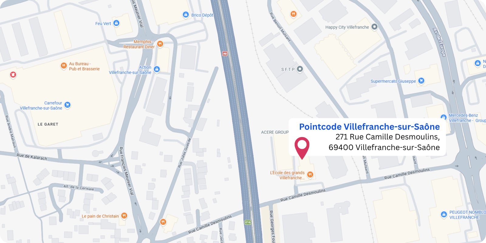 plan Pointcode ABS Villefranche-sur-Saône : 271 Rue Camille Desmoulins, 69400 Villefranche-sur-Saône 